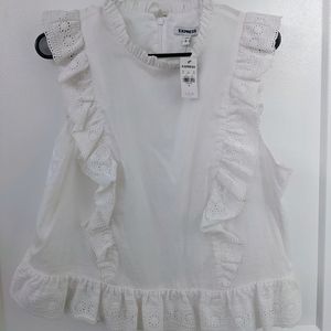 NWT Express White Ruffle Sleeveless Top